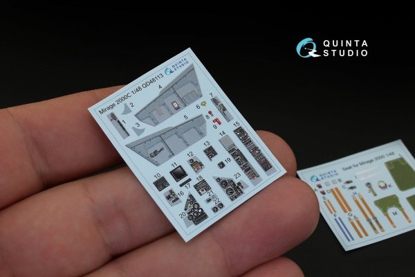 Quinta Studio QD48113 Mirage 2000C 3D-Printed &amp; coloured Interior on decal paper (for Kinetic kit) 1/48