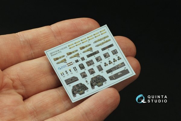 Quinta Studio QD72179 Bf 110C/D/E 3D-Printed &amp; coloured Interior on decal paper (Eduard) 1/72
