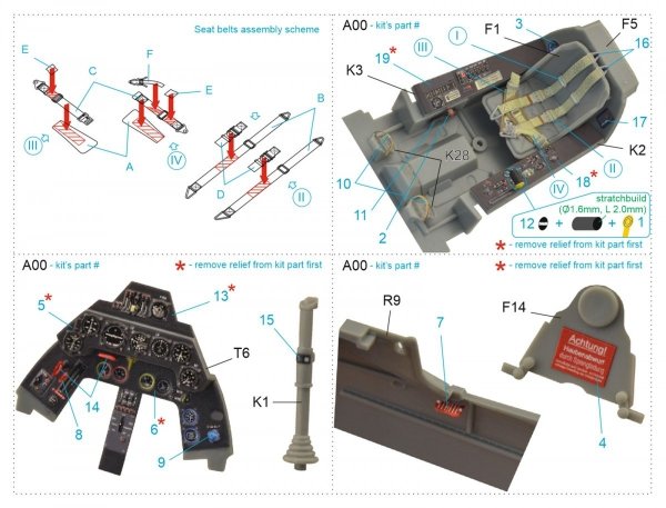 Quinta Studio QD32126 FW 190A-8 3D-Printed &amp; coloured Interior on decal paper (Hasegawa) 1/32