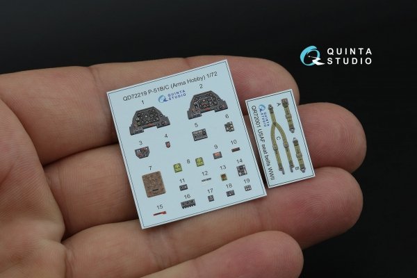 Quinta Studio QD72219 P-51B/P-51C Mustang 3D-Printed &amp; coloured Interior on decal paper (Arma Hobby) 1/72
