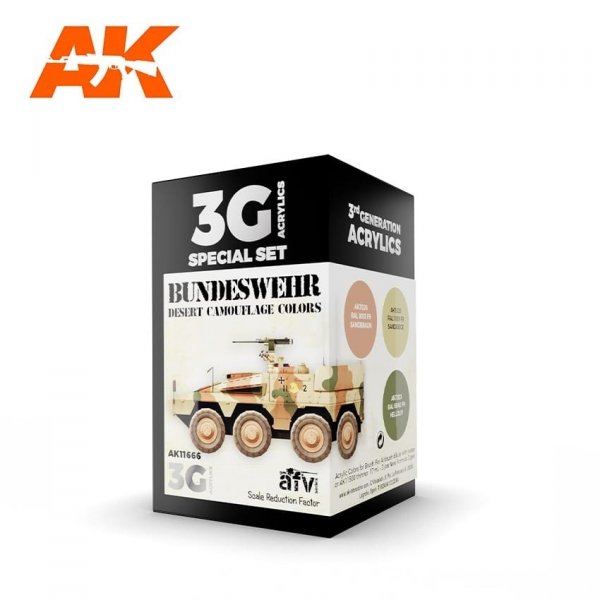 AK Interactive AK11666 3G BUNDESWEHR DESERT CAMOUFLAGE COLORS 3x17 ml