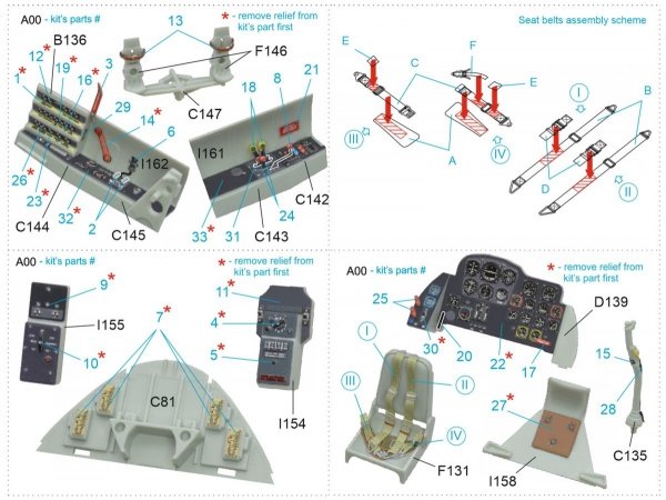 Quinta Studio QD32069 Me 262A 3D-Printed &amp; coloured Interior on decal paper (Revell) 1/32