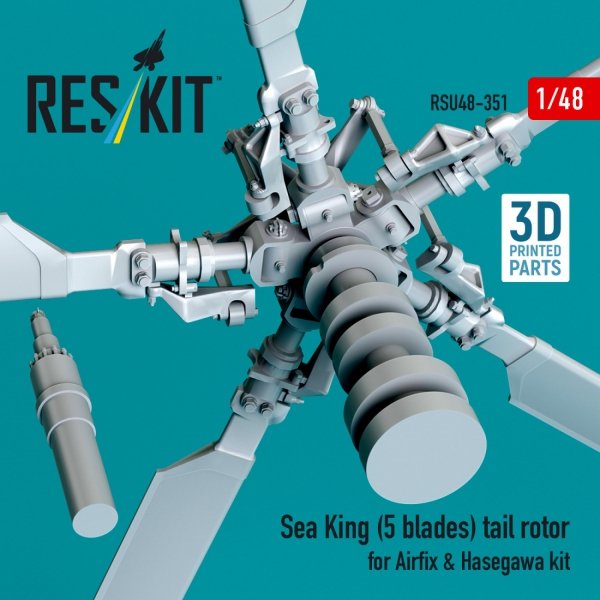 RESKIT RSU48-0351 Sea King (5 blades) tail rotor for Airfix &amp; Hasegawa kit (3D printed) 1/48