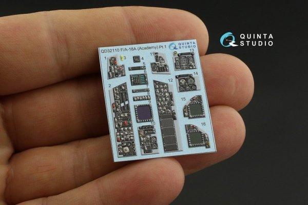 Quinta Studio QD32110 F/A-18A 3D-Printed &amp; coloured Interior on decal paper (Academy) 1/32