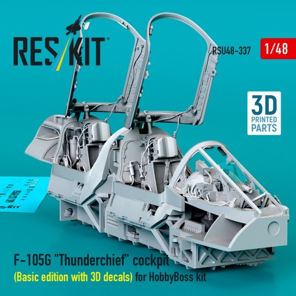 RESKIT RSU48-0337 F-105G &quot;Thunderchief&quot; cockpit (Basic edition with 3D decals) for HobbyBoss kit (3D Printed) 1/48