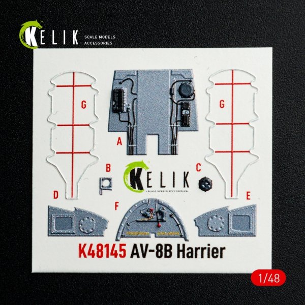 Kelik K48145 AV-8B Harrier - interior 3D decals for Hasegawa kit (1/48)