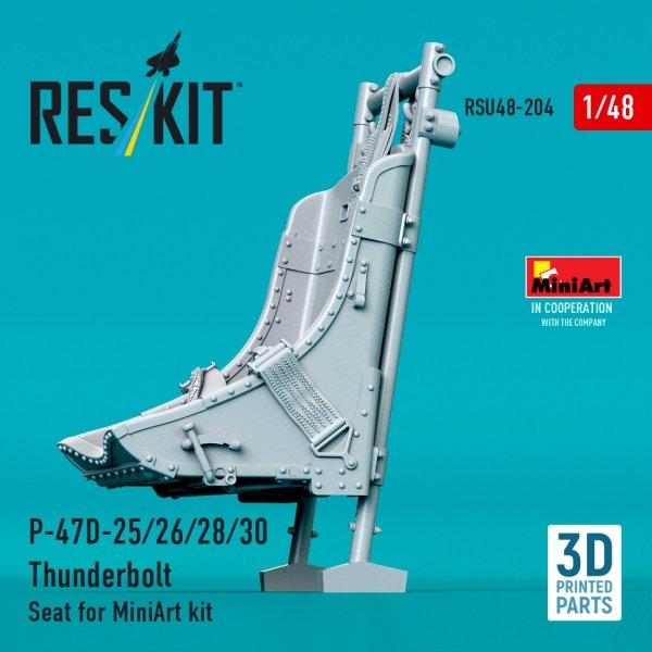 RESKIT RSU48-0204 P-47D-25/26/28/30 Thunderbolt Seat for MiniArt kit (3D Printed) (1/48)