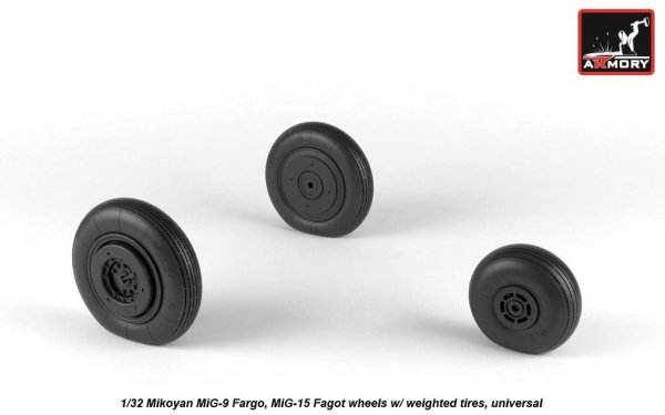 Armory Models AW32013 Mikoyan MiG-9 Fargo / MiG-15 Fagot (early) wheels w/ weighted tires 1/32