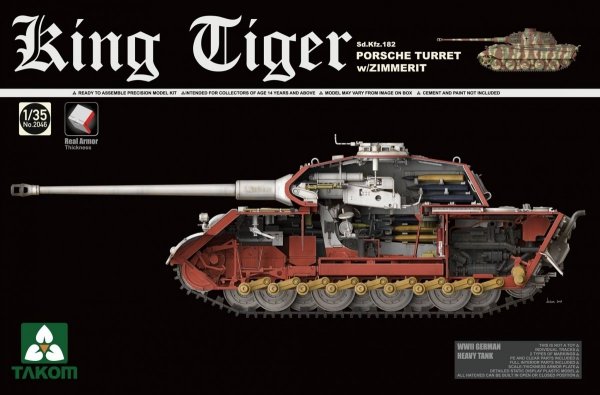 Takom 2046S King Tiger Sd.Kfz.182 PORSCHE TURRET w/ZIMMERIT /full interior w/New Track Parts 1/35