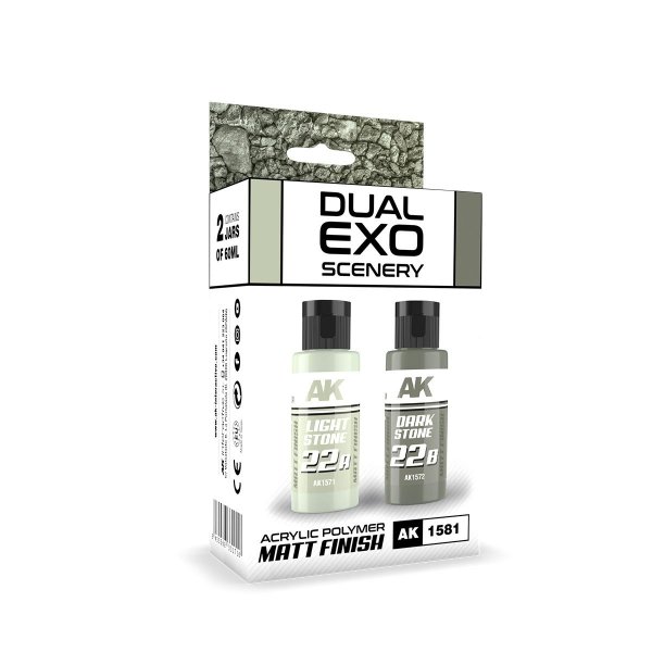 AK Interactive AK1581 DUAL EXO SCENERY SET 22 – 22A LIGHT STONE &amp; 22B DARK STONE