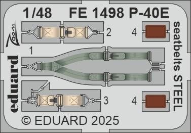 Eduard FE1498 P-40E seatbelts STEEL Eduard 1/48