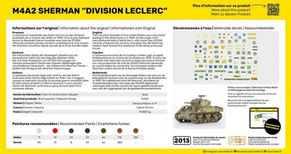 Heller 79894 M4A2 Sherman Division Leclerc deco.FR 1/72