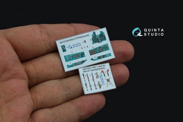 Quinta Studio QD72108 MiG-21PFM Emerald panels 3D-Printed &amp; coloured Interior on decal paper (Eduard) 1/72