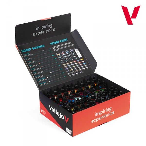 Vallejo 72182 Inspiration Color Set (User Guide )( 3 Synthetic Brushes ) - Game Color 48x18ml 