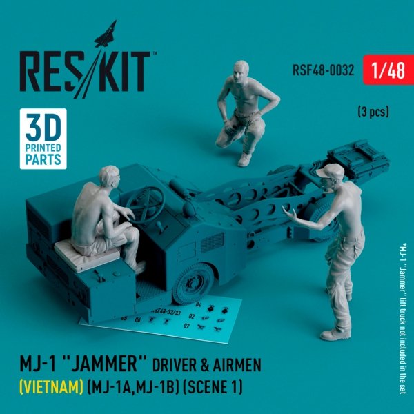 RESKIT RSF48-0032 MJ-1 Jammer Driver airmens (Vietnam) (MJ-1A,MJ-1B) (scene 1) (3 pcs) (3D Printed) 1/48