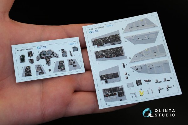 Quinta Studio QD32023 F-16D 3D-Printed &amp; coloured Interior on decal paper (for Academy kit) 1/32