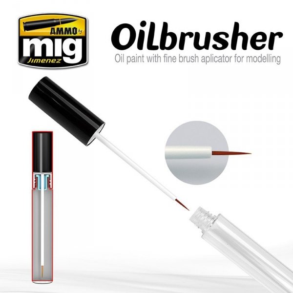 AMMO of Mig Jimenez 3504 Oilbrusher DARK BLUE - farba olejna z pędzelkiem