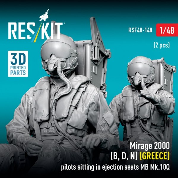 RESKIT RSF48-0148 Mirage 2000 (B, D, N) (GREECE) pilots sitting in ejection seats MB Mk.10Q (2 pcs) (3D Printed) (1/48)