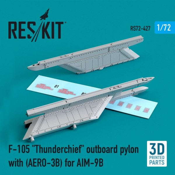 RESKIT RS72-0427 F-105 &quot;THUNDERCHIEF&quot; OUTBOARD PYLON (AERO-3B) FOR AIM-9B (3D PRINTED) 1/72
