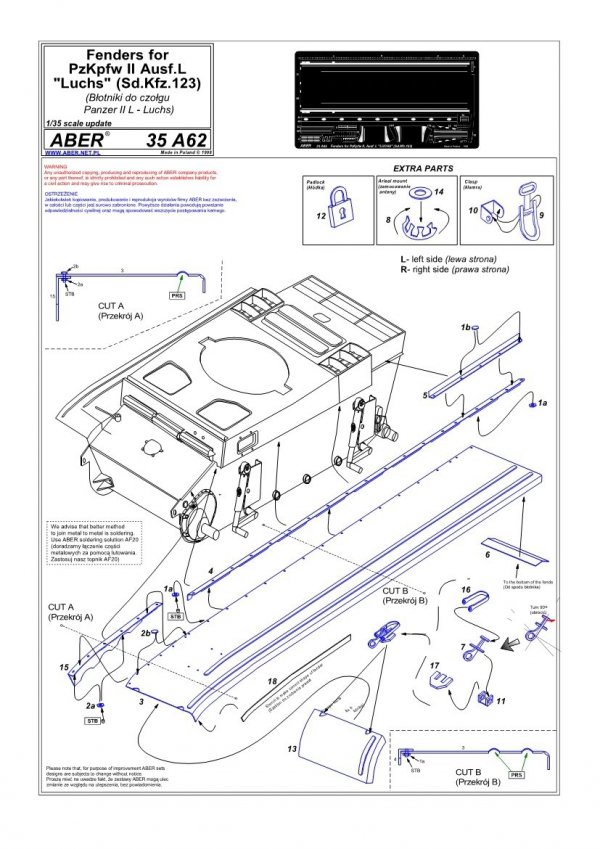 Aber 35A062 Błotniki do Panzer II, Ausf.L - Luchs (1:35)