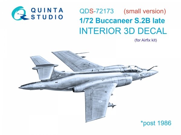 Quinta Studio QDS-72173 Blackburn Buccanneer S.2B Late 3D-Printed &amp; coloured Interior on decal paper (Airfix) (small version) 1/72