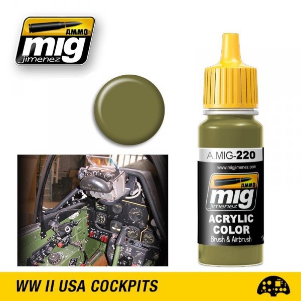 AMMO of Mig Jimenez 0220 FS 34151 ZINC CHROMATE GREEN (INTERIOR GREEN)