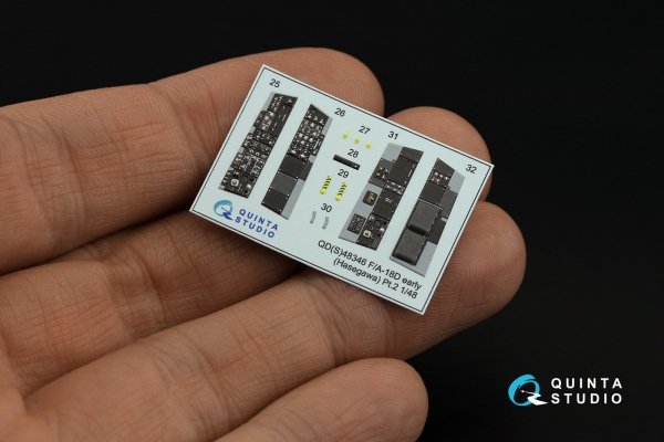 Quinta Studio QDS-48346 FA-18D early 3D-Printed &amp; coloured Interior on decal paper (Hasegawa) (small version) 1/48