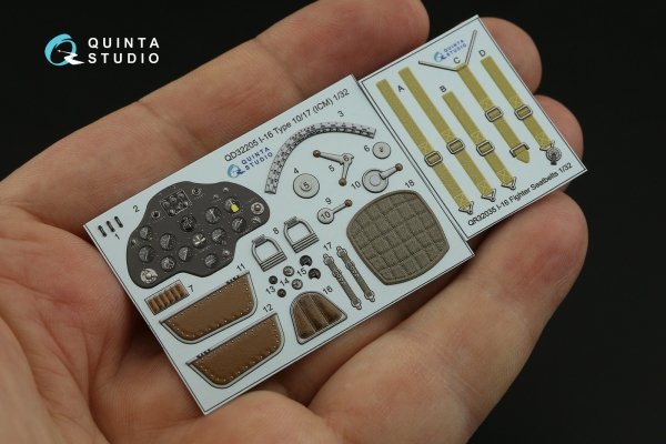 Quinta Studio QD32205 I-16 Type 10/17 3D-Printed coloured Interior on decal paper (ICM) 1/32