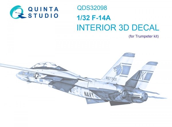 Quinta Studio QDS-32098 F-14A 3D-Printed &amp; coloured Interior on decal paper ( Trumpeter ) (Small version) 1/32