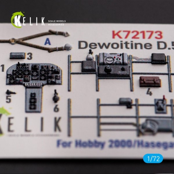 Kelik K72173 Dewoitine D.520 - interior 3D decals for Hobby 2000/Hasegawa kit (1/72)