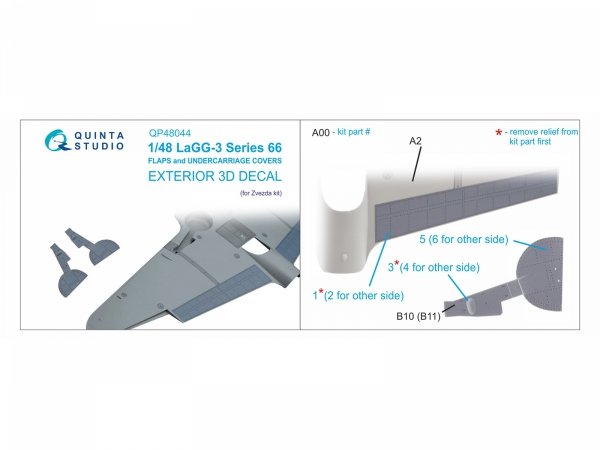 Quinta Studio QP48044 LaGG-3 Series 66 Flaps and Undercarriage Covers (Zvezda) 1/48