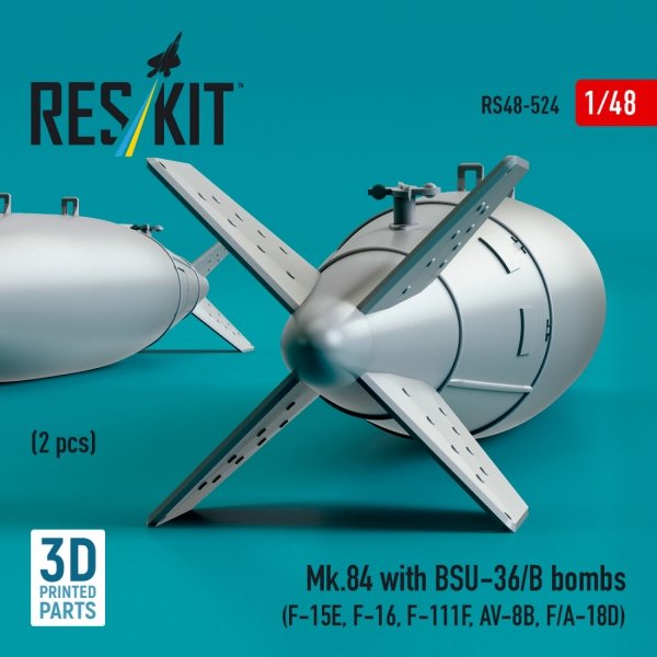 RESKIT RS48-0524 Mk.84 with BSU-36/B bombs (2 pcs) 3D Printed) 1/48