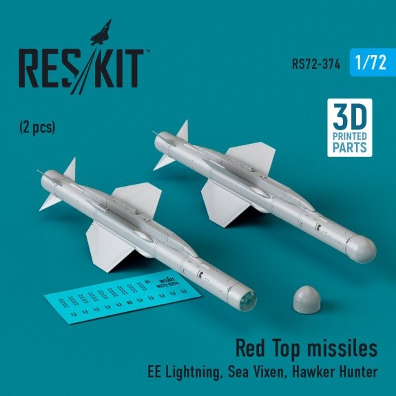 RESKIT RS72-0374 Red Top missiles (2 pcs) (3D Printed) 1/72
