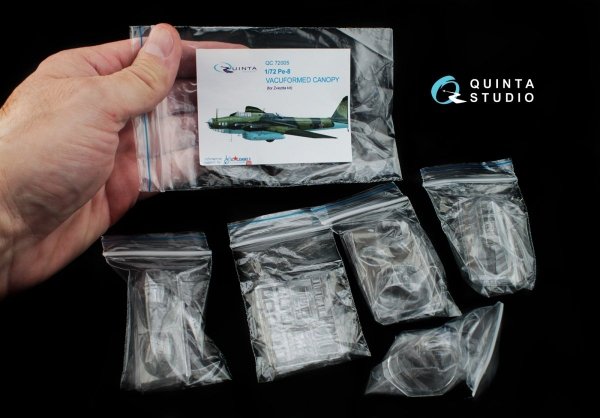 Quinta Studio QC72005 Pe-8 vacuformed clear canopy (for 7264 Zvezda kit) 1/72