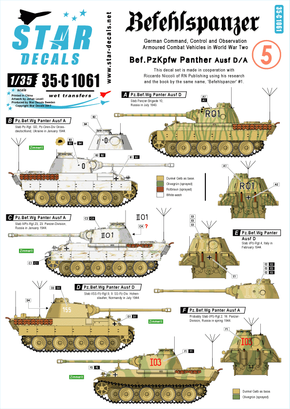 Star Decals 35-C1061 Befehlspanzer # 5 1/35