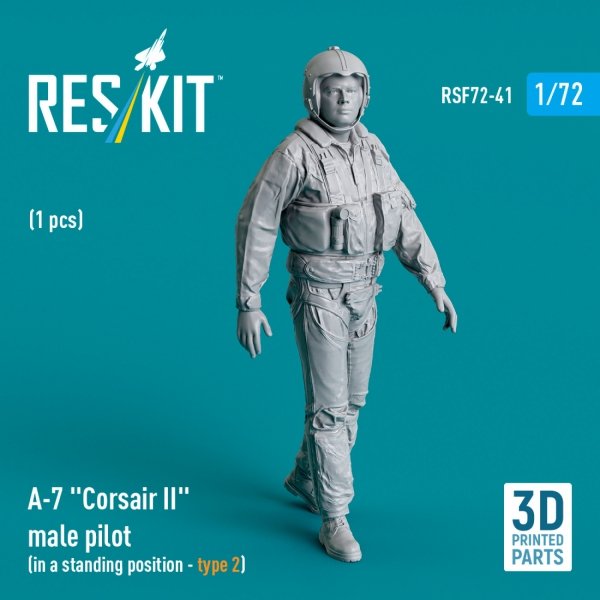RESKIT RSF72-0041 A-7 "Corsair II" male pilot (in a standing position - type 2) (1 pcs) (3D Printed) (1/72)