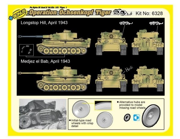 Dragon 6328 WWII German Pz.Kpfw.VI Tiger I Early Production 501 abt Operation Ochsenkopf 1/35
