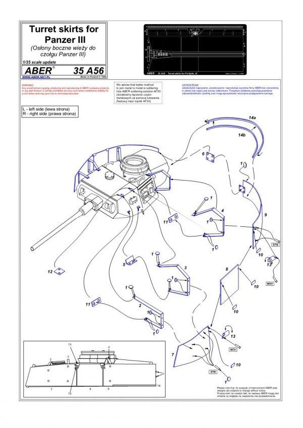 Aber 35A056 Osłony wieży do PzKpfw III (1:35)