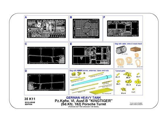 Aber 35K11 Pz.Kpfw. VI, Ausf.B (Sd.Kfz. 182) King Tiger (Porsche Turret) (1:35)