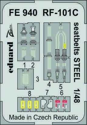 Eduard FE940 RF-101C seatbelts STEEL 1/48 KITTY HAWK