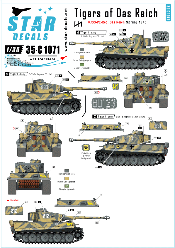 Star Decals 35-C1071 Tigers of Das Reich 1/35