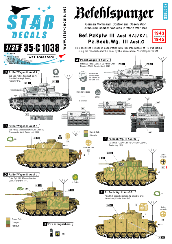 Star Decals 35-C1038 Befehlspanzer # 3 1/35