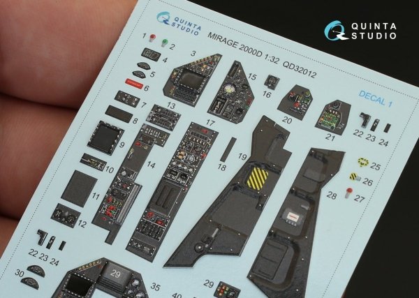 Quinta Studio QD32012 Mirage 2000D 3D-Printed &amp; coloured Interior on decal paper (for Kitty Hawk kit) 1/32