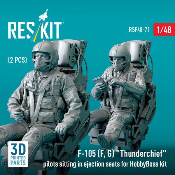 RESKIT RSF48-0071 F-105 (F, G) &quot;Thunderchief&quot; pilots sitting in ejection seats for HobbyBoss kit (2 pcs) (3D Printed) 1/48