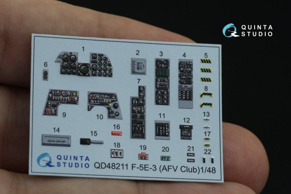 Quinta Studio QD48211 F-5E-3 Tiger II 3D-Printed &amp; coloured Interior on decal paper ( AFV Club ) 1/48