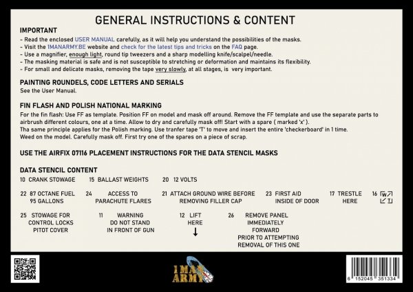 1 Man Army 48KIT001 Full Masking Set Westland Lysander (Airfix) 1/48