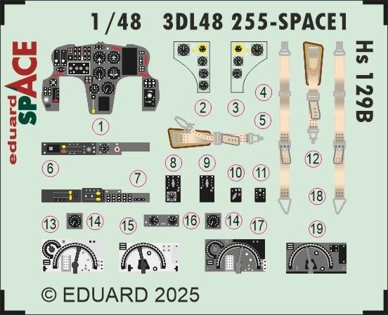 Eduard 3DL48255 Hs 129B SPACE for TAKOM (3D Decals) 1/48