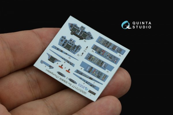Quinta Studio QD+72177 Su-30MKK 3D-Printed &amp; coloured Interior on decal paper (Trumpeter) (with 3D-printed resin part) 1/72