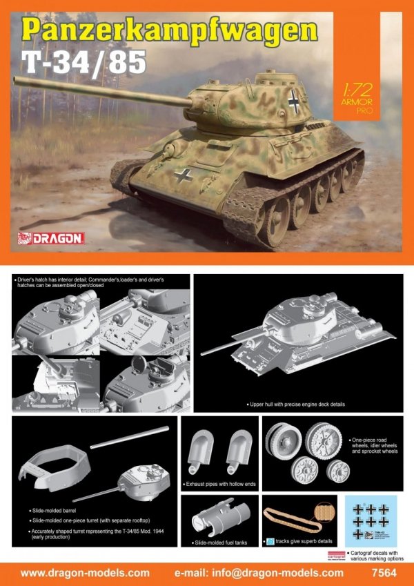 Dragon 7564 Panzerkampfwagen T-34/85 1/72