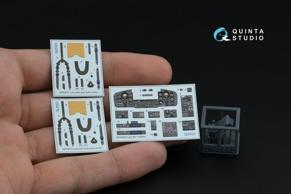 Quinta Studio QD+48454 Lynx AH-7 3D-Printed &amp; coloured Interior on decal paper (Airfix) (with 3D-printed resin parts) 1/48